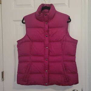 Lands' End Vest Goose Down Feathers Puffer Quilted- Raspberry Pink